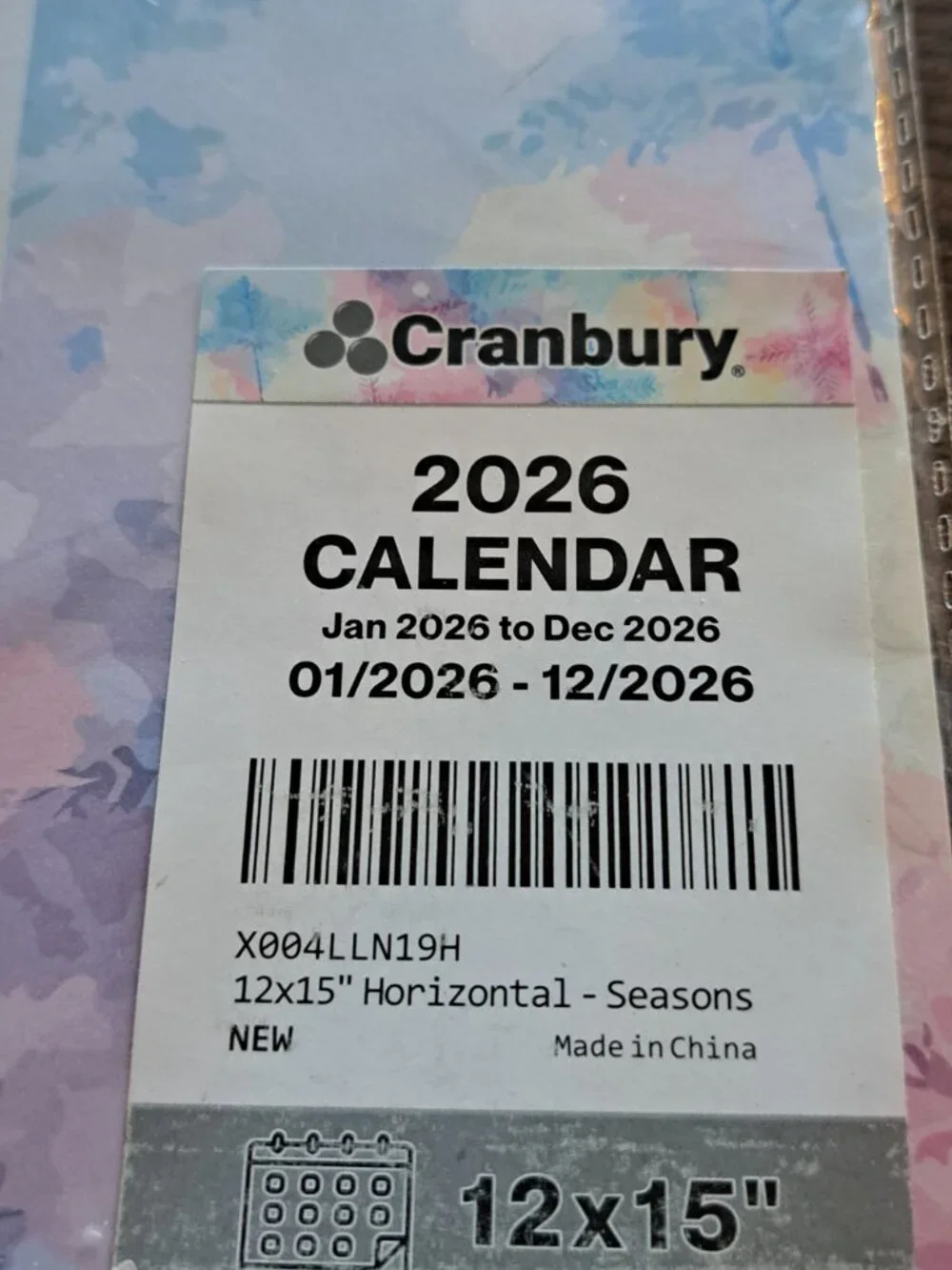 CRANBURY 2026 CALENDAR 12 X 15 WITH STICKERS